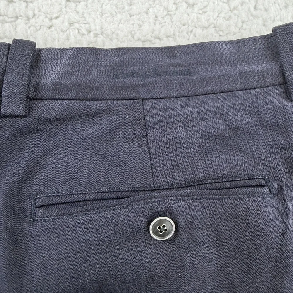 Tommy Bahama Dress Pants Mens‎ 36x34 Blue Regular Fit Silk Rayon Herringbone